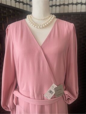 Danny & Nicole Blush Pink Wrap Dress with Tie